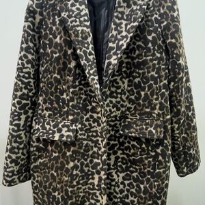 Crown & Ivy Leopard Print Coat Women’s Large Animal Print Jacket